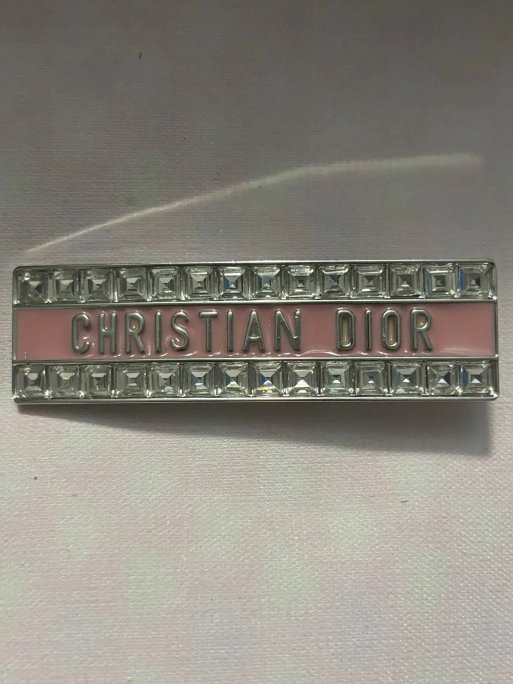 Dior Pink Crystal-Trim Hair Barrette